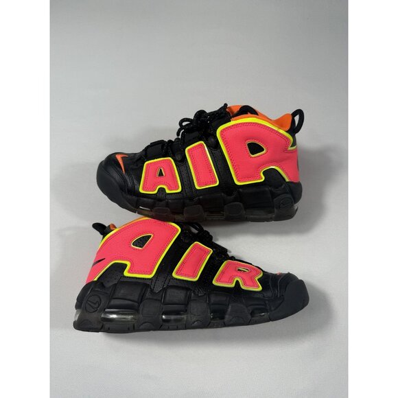 Nike Air More Uptempo Shoes Sneakers Womens Size 7 Black Pink Volt 917593-002 - Picture 1 of 9